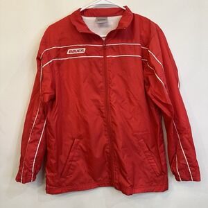 VTG Youth Unisex Bauer Hockey Red Zip Full Up Jacket Large 12-14‎ Nylon Skating